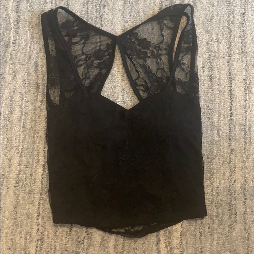 Event black lace crop top gently worn.